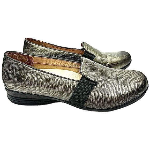 Dansko Addy Womens US 7.5 EU 38 Leather Loafers Shoes Pewter Metallic Slip On - Picture 7 of 12